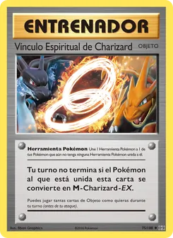 Carta Vínculo Espiritual de Charizard de la expansión Evoluciones, número 75/108