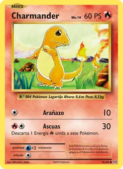 Carta Charmander de la expansión Evoluciones, número 9/108