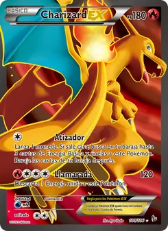 Carta Charizard EX de la expansión Destellos de Fuego, número 100/106