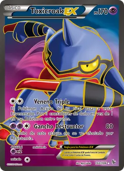 Carta Toxicroak EX de la expansión Destellos de Fuego, número 102/106