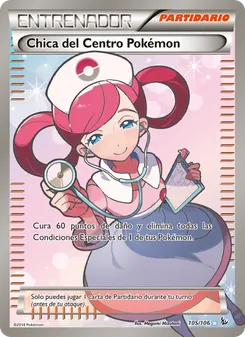 Carta Chica del Centro Pokémon de la expansión Destellos de Fuego, número 105/106