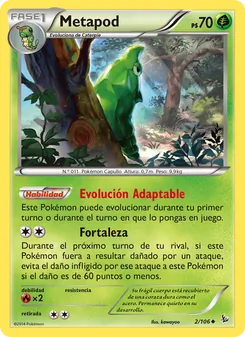 Carta Metapod de la expansión Destellos de Fuego, número 2/106