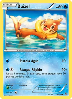 Carta Buizel de la expansión Destellos de Fuego, número 28/106
