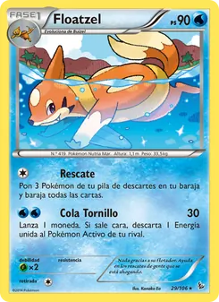Carta Floatzel de la expansión Destellos de Fuego, número 29/106