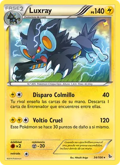 Carta Luxray de la expansión Destellos de Fuego, número 34/106