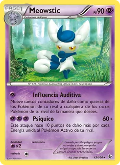 Carta Meowstic de la expansión Destellos de Fuego, número 43/106