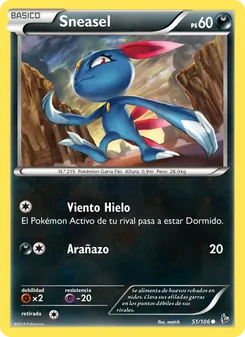 Carta Sneasel de la expansión Destellos de Fuego, número 51/106