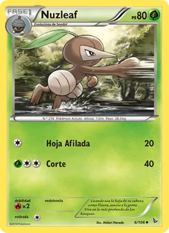 Carta Nuzleaf de la expansión Destellos de Fuego, número 6/106