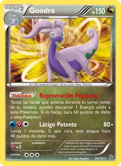 Carta Goodra de la expansión Destellos de Fuego, número 74/106