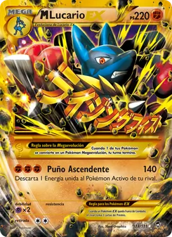 Carta M-Lucario EX de la expansión Puños Furiosos, número 113/111