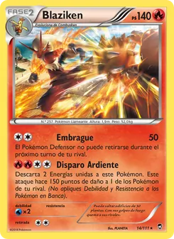 Carta Blaziken de la expansión Puños Furiosos, número 14/111