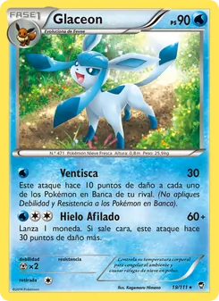 Carta Glaceon de la expansión Puños Furiosos, número 19/111