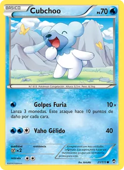 Carta Cubchoo de la expansión Puños Furiosos, número 21/111