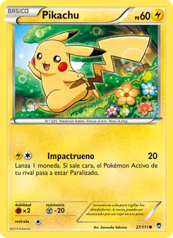 Carta Pikachu de la expansión Puños Furiosos, número 27/111