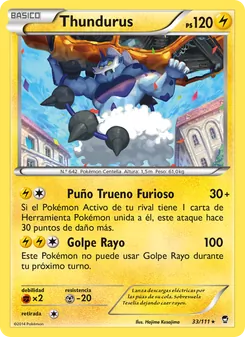 Carta Thundurus de la expansión Puños Furiosos, número 33/111