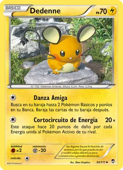 Carta Dedenne de la expansión Puños Furiosos, número 34/111