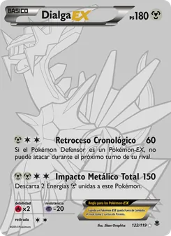 Carta Dialga EX de la expansión Fuerzas Fantasmales, número 122/119