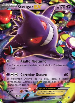 Carta Gengar EX de la expansión Fuerzas Fantasmales, número 34/119