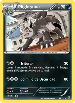 Carta Mightyena de la expansión Fuerzas Fantasmales, número 54/119