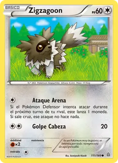 Carta Zigzagoon de la expansión Duelos Primigenios, número 111/160