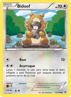 Carta Bidoof de la expansión Duelos Primigenios, número 116/160