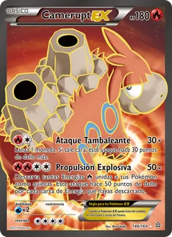 Carta Camerupt EX de la expansión Duelos Primigenios, número 146/160