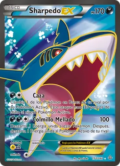 Carta Sharpedo EX de la expansión Duelos Primigenios, número 152/160