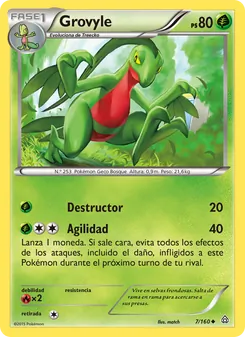 Carta Grovyle de la expansión Duelos Primigenios, número 7/160