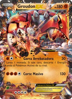 Carta Groudon EX de la expansión Duelos Primigenios, número 85/160