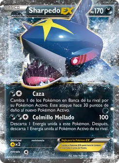 Carta Sharpedo EX de la expansión Duelos Primigenios, número 91/160