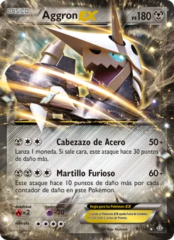 Carta Aggron EX de la expansión Duelos Primigenios, número 93/160