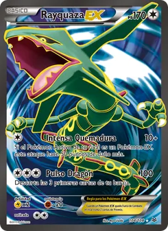 Carta Rayquaza EX de la expansión Cielos Rugientes, número 104/108