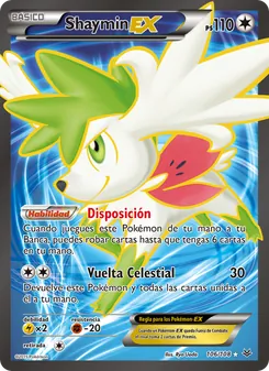 Carta Shaymin EX de la expansión Cielos Rugientes, número 106/108