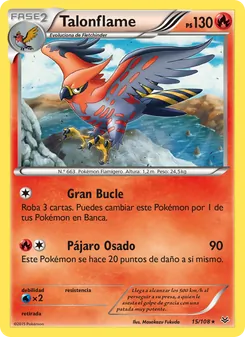 Carta Talonflame de la expansión Cielos Rugientes, número 15/108