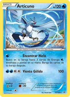 Carta Articuno de la expansión Cielos Rugientes, número 16/108
