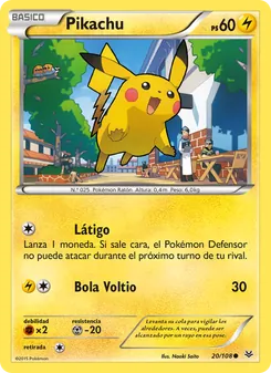 Carta Pikachu de la expansión Cielos Rugientes, número 20/108