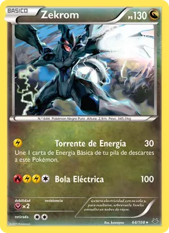 Carta Zekrom de la expansión Cielos Rugientes, número 64/108