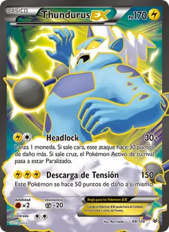 Carta Thundurus EX de la expansión Cielos Rugientes, número 98/108