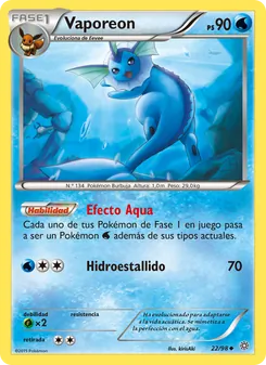 Carta Vaporeon de la expansión Antiguos Orígenes, número 22/98