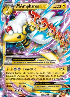 Carta M-Ampharos EX de la expansión Antiguos Orígenes, número 28/98