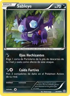 Carta Sableye de la expansión Antiguos Orígenes, número 44/98