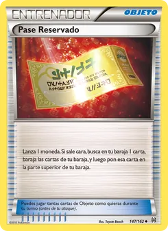 Carta Pase Reservado de la expansión Turbo Impulso, número 147/162