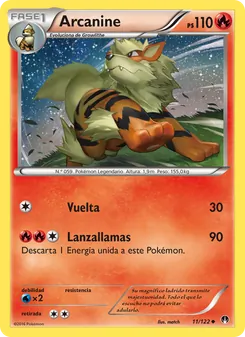 Carta Arcanine de la expansión TURBOLímite, número 11/122