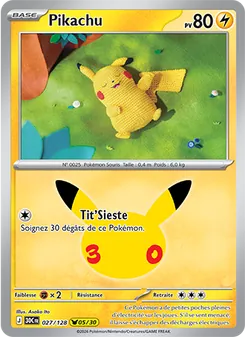Carte Pikachu de l'extension 30ᵉ Anniversaire, numéro 027/128