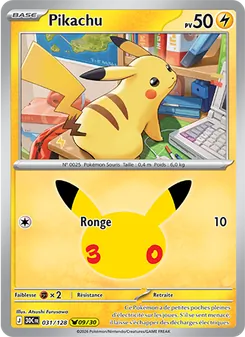 Carte Pikachu de l'extension 30ᵉ Anniversaire, numéro 031/128