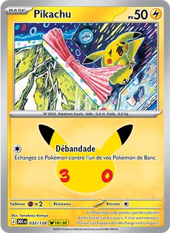 Carte Pikachu de l'extension 30ᵉ Anniversaire, numéro 032/128
