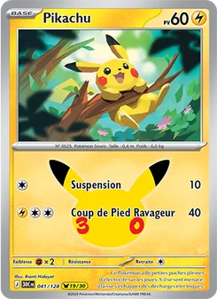 Carte Pikachu de l'extension 30ᵉ Anniversaire, numéro 041/128