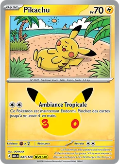 Carte Pikachu de l'extension 30ᵉ Anniversaire, numéro 043/128