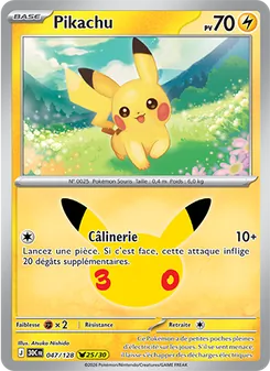 Carte Pikachu de l'extension 30ᵉ Anniversaire, numéro 047/128