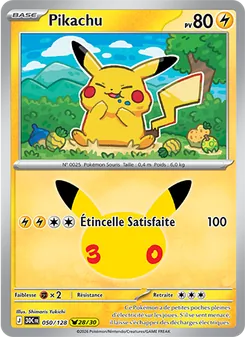 Carte Pikachu de l'extension 30ᵉ Anniversaire, numéro 050/128